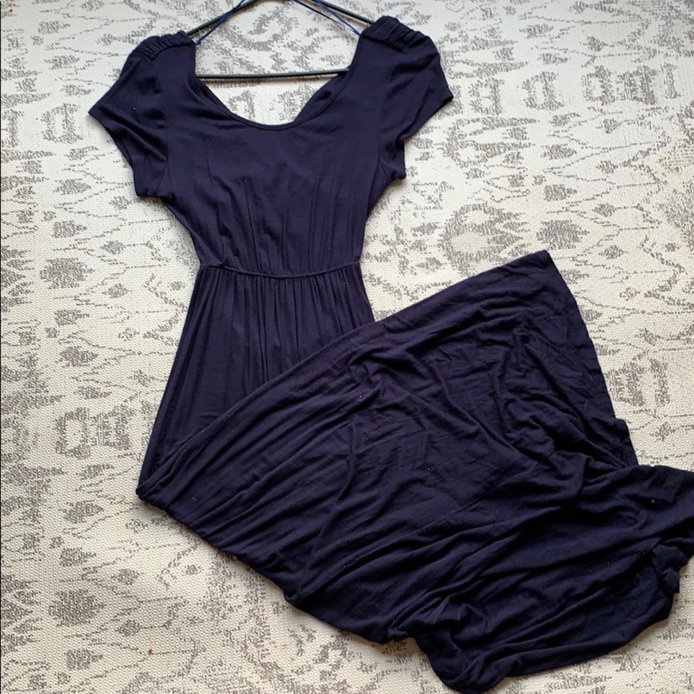 Navy Maxi dress with open back